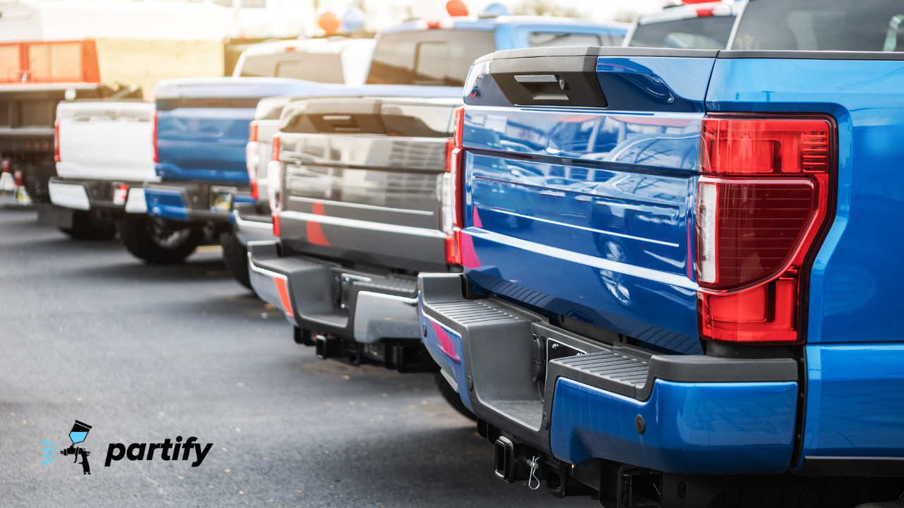 Partify examples of full tailgate parts on multiple pickup trucks