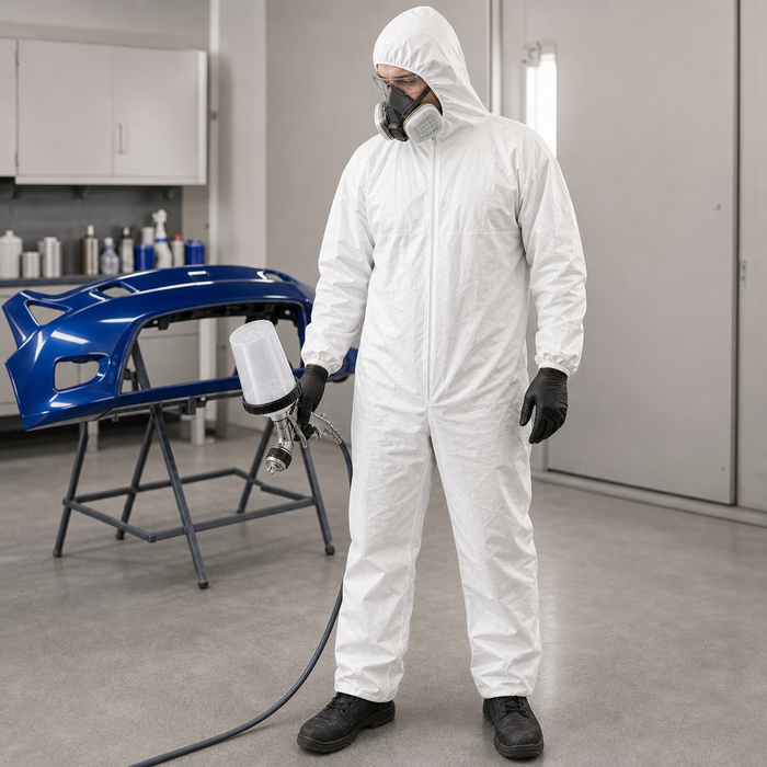 Disposable Paint Suit with Hood - Microporous Protective Coverall