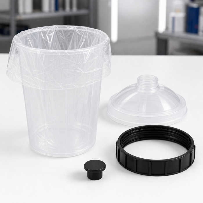 Disposable Paint Spray Gun Cup Liners & Lid System - 50 Pack