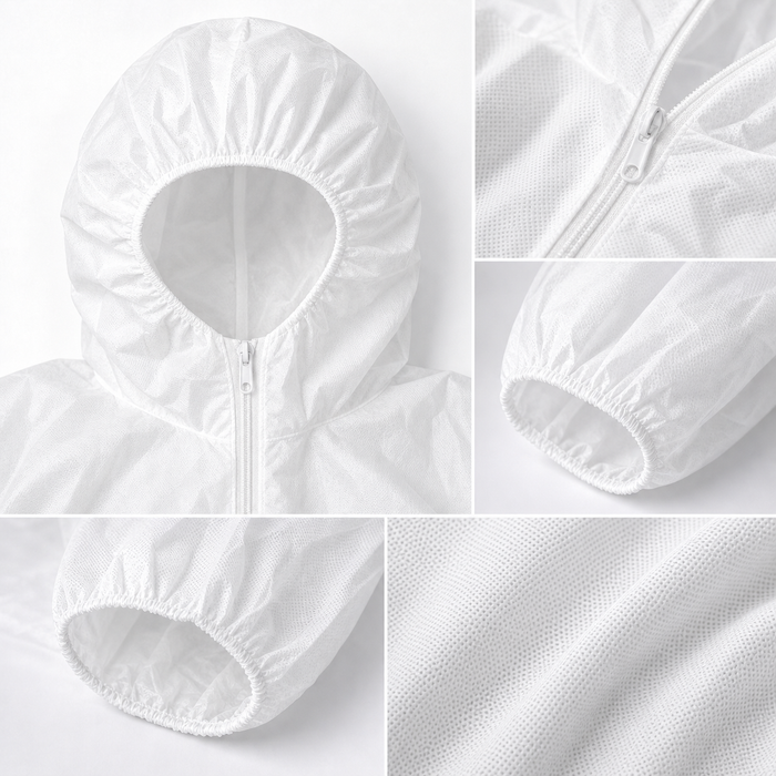 Disposable Paint Suit with Hood - Microporous Protective Coverall