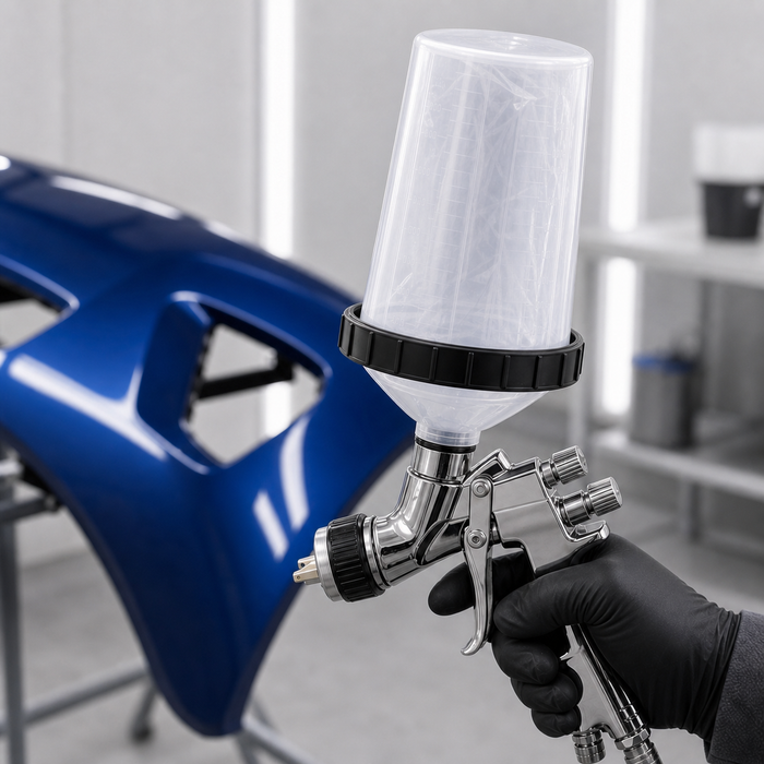 Disposable Paint Spray Gun Cup Liners & Lid System - 50 Pack