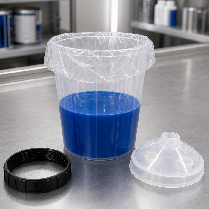 Disposable Paint Spray Gun Cup Liners & Lid System - 50 Pack