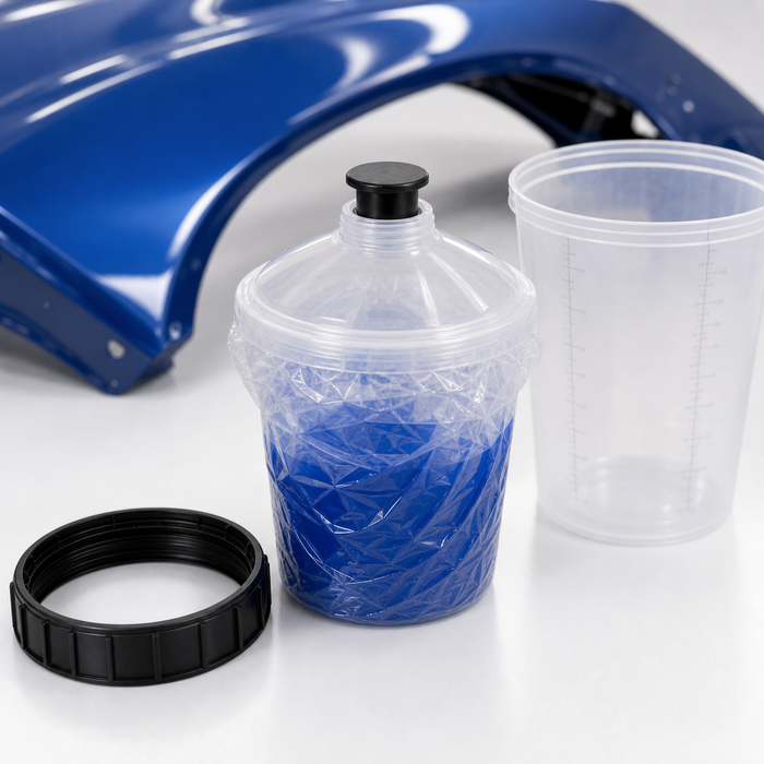 Disposable Paint Spray Gun Cup Liners & Lid System - 50 Pack