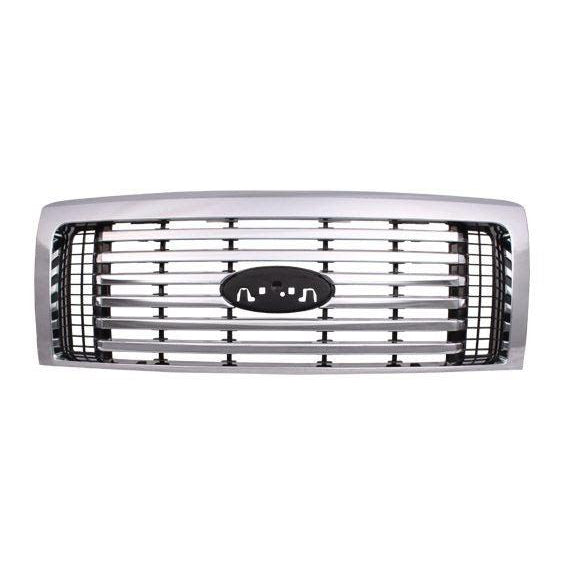2010-2012 Ford Pickup Ford Lightduty Grille Chrome Frame 6 Chrome Bars Billet Style - FO1200531-Partify-Painted-Replacement-Body-Parts
