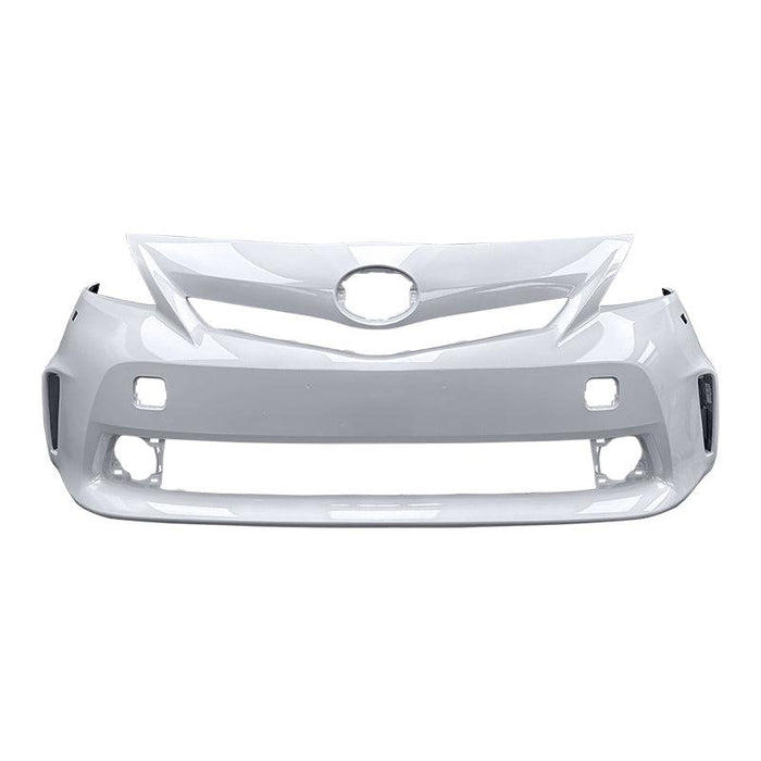 2012-2014 Toyota Prius V Front Bumper With Headlight Washer Holes & Without Sensor Holes - TO1000390-Partify-Painted-Replacement-Body-Parts