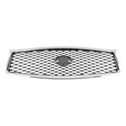 2014-2017 Infiniti Q50 Sedan Grille Without Around View Mirror Gray Black With Chrome Frame - IN1200118-Partify-Painted-Replacement-Body-Parts