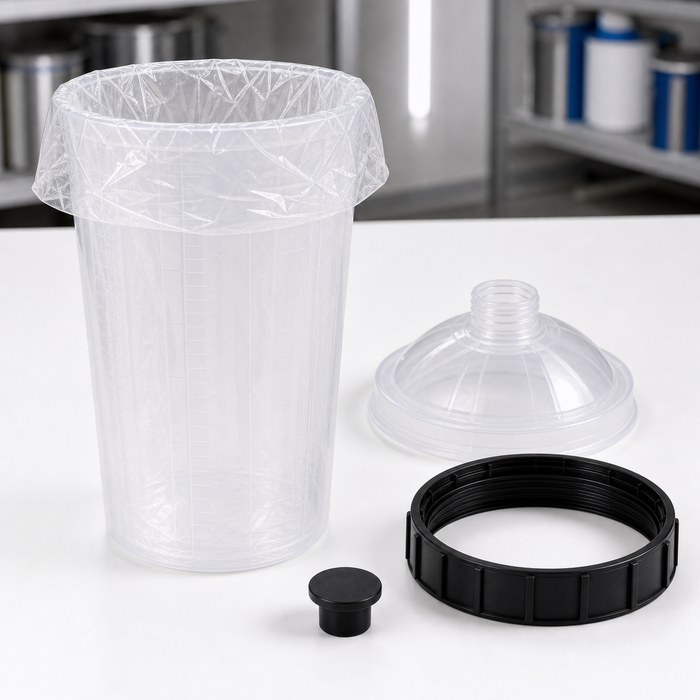 Disposable Paint Spray Gun Cup Liners & Lid System - 50 Pack