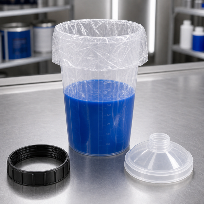 Disposable Paint Spray Gun Cup Liners & Lid System - 50 Pack