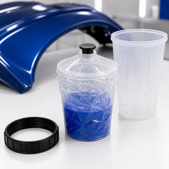 Disposable Paint Spray Gun Cup Liners & Lid System - 50 Pack