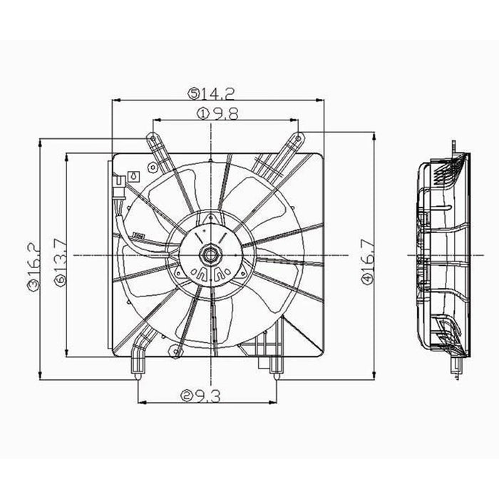 Acura RSX Engine Cooling Fan Assembly Includes Motor/Blade/Shroud - AC3115103