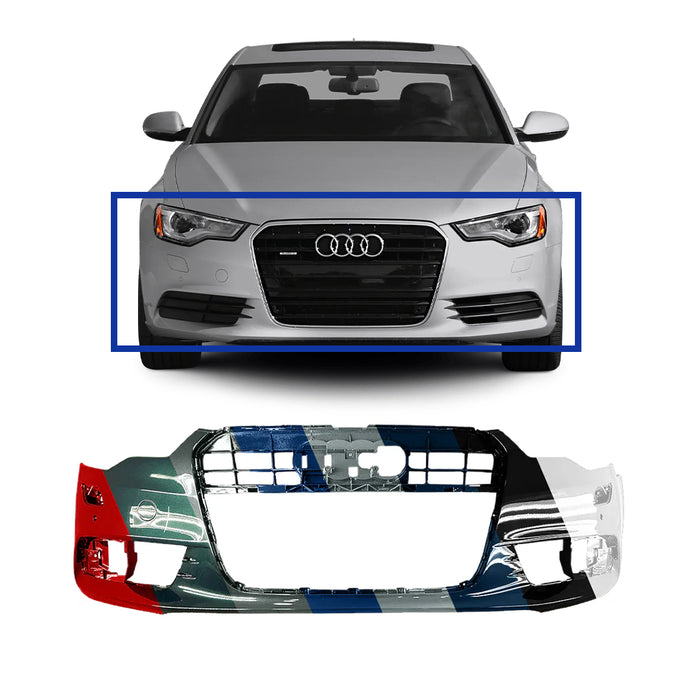 Audi A6 Non S-Line OEM Front Bumper With Sensor Holes & With Headlight Washer Holes - 4G0807065AGRU