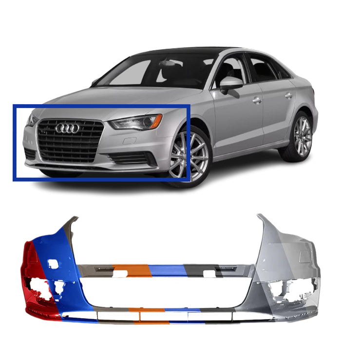 Audi A3 CAPA Certified Front Bumper Without Sensor Holes/ Headlight Washer Holes Sedan/Convertible - AU1000218C