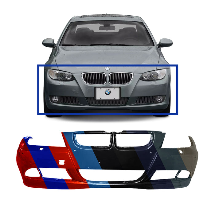 BMW 3-Series Sedan CAPA Certified Front Bumper With Sensor Holes & With Headlight Washer Holes - BM1000177C