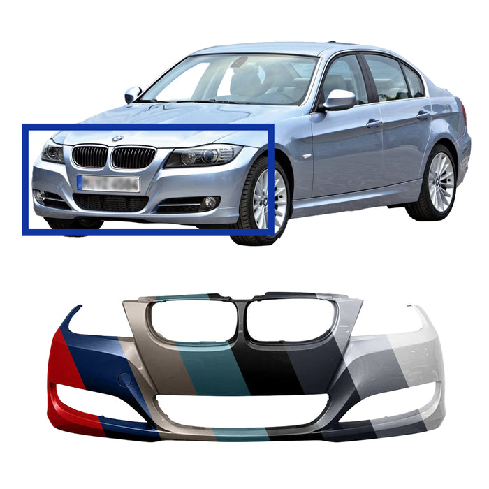 BMW 3-Series Sedan/Wagon OEM Front Bumper Without Sensor Holes & Without Headlight Washer Holes - 51117226709