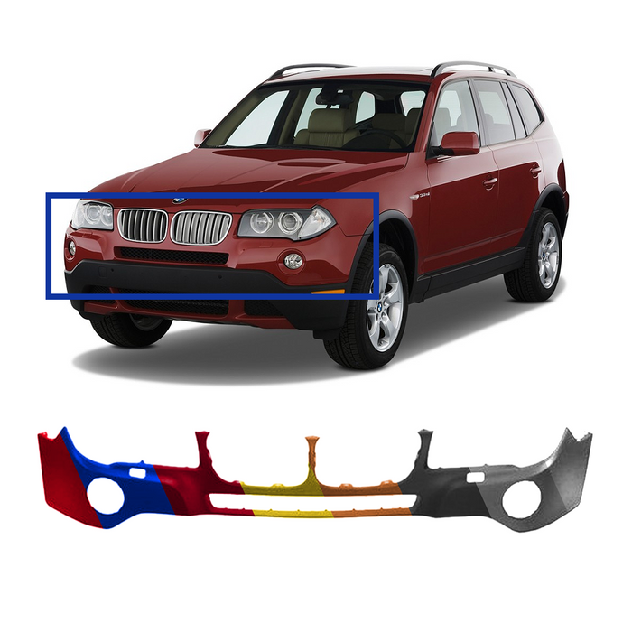 BMW X3 CAPA Certified Front Upper Bumper Without Headlight Washer Holes - BM1000216C