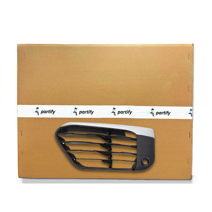 Parrilla inferior del BMW X1, certificada por CAPA, lado del conductor, pintada de negro con moldura plateada y sensor, modelo X-Line - BM1038201C