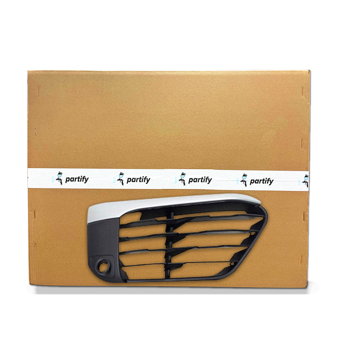 Parrilla inferior del BMW X1, certificada por CAPA, lado del pasajero, pintada de negro con moldura plateada y sensor, modelo X-Line - BM1039201C