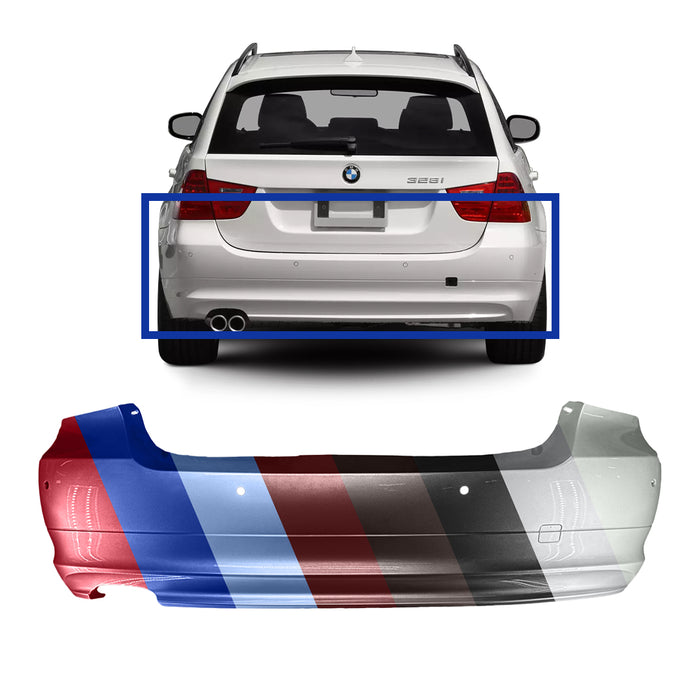 BMW 3-Series Sedan 328I CAPA Certified Rear Bumper Without M-Package & With Sensor Holes - BM1100217C