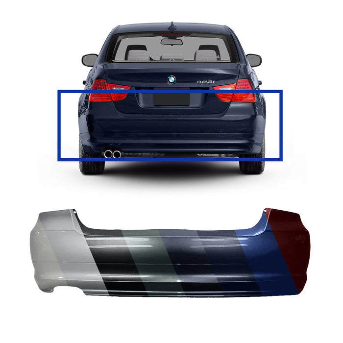 BMW 3-Series Sedan 328I CAPA Certified Rear Bumper Without M-Package & Without Sensor Holes - BM1100218C