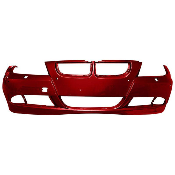 BMW 3-Series Sedan CAPA Certified Front Bumper With Sensor Holes & With Headlight Washer Holes - BM1000177C