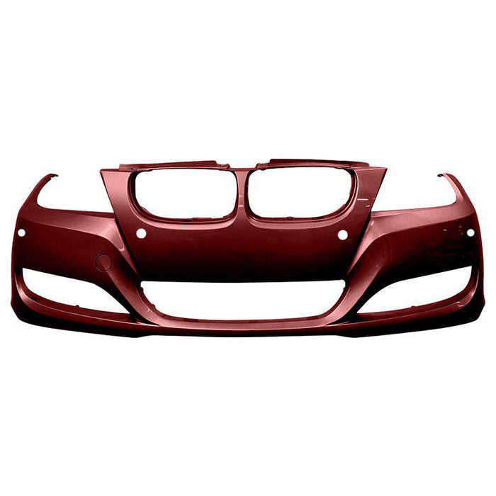 BMW 3-Series Sedan/Wagon CAPA Certified Front Bumper With Sensor Holes & Without Headlight Washer Holes - BM1000210C