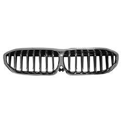 Parrilla OEM para BMW 330I/330E Sedán en negro brillante con marco cromado. Compatible con cámara/Línea de lujo sin paquete M - 51137457041