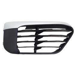 BMW X1 Lower CAPA Certified Grille Passenger Side Painted Black With Silver Moulding Without Sensor X-Line Model - BM1039200C