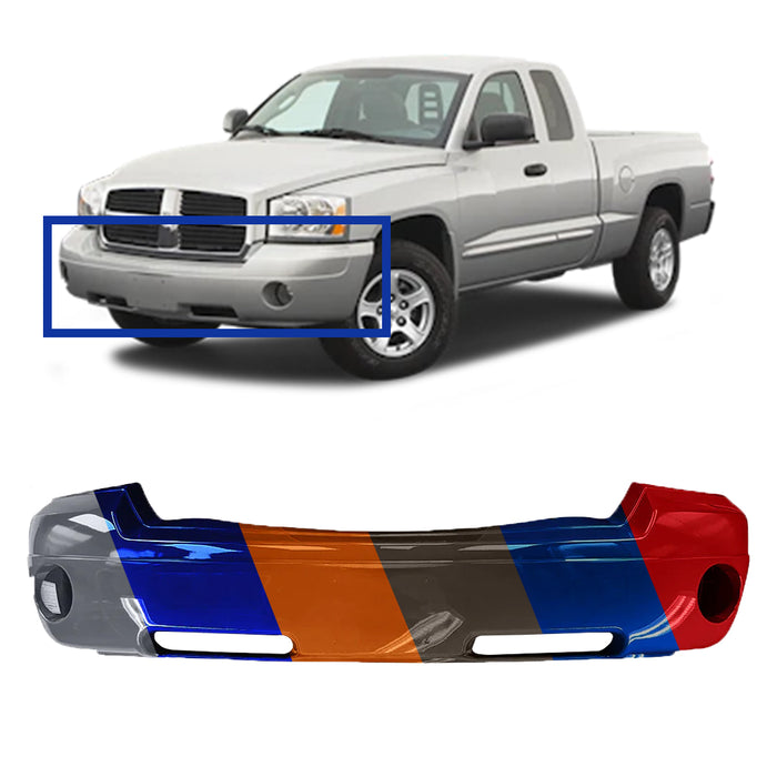 Dodge Dakota OEM Front Bumper With Fog Light Holes & Without Chrome Moulding Holes - 5JL35TZZAF