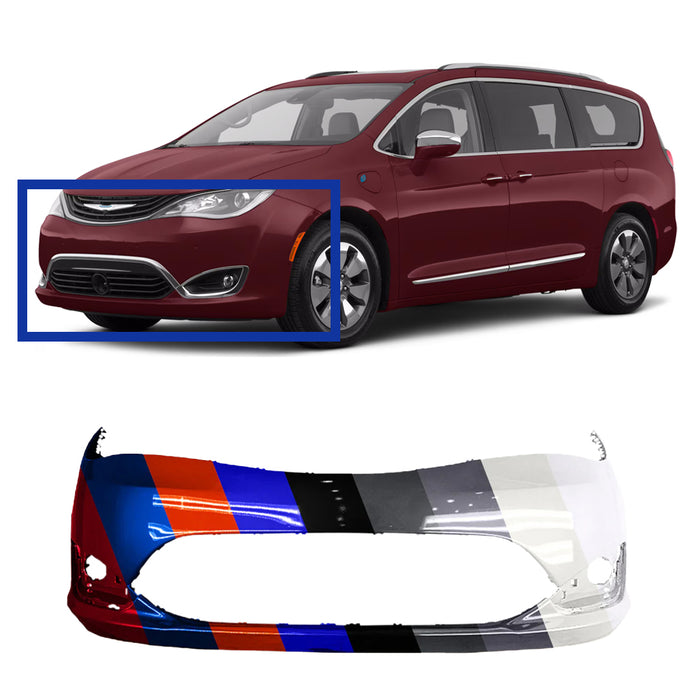 Chrysler Pacifica CAPA Certified Front Bumper Without Sensor Holes & With Fog Light Holes - CH1000A27C