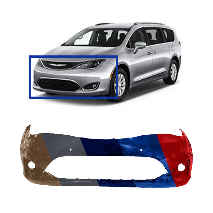 Chrysler Pacifica CAPA Certified Front Bumper With Sensor Holes & With Fog Light Holes - CH1000A28C