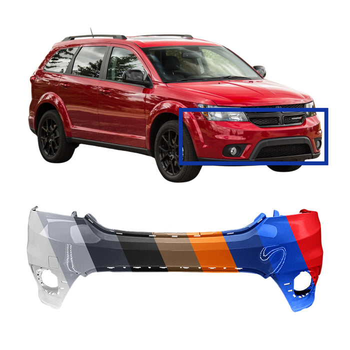 Dodge Journey Crossroad CAPA Certified Front Bumper (Two-Piece Bumper) Without Headlight Washer Holes - CH1014119C