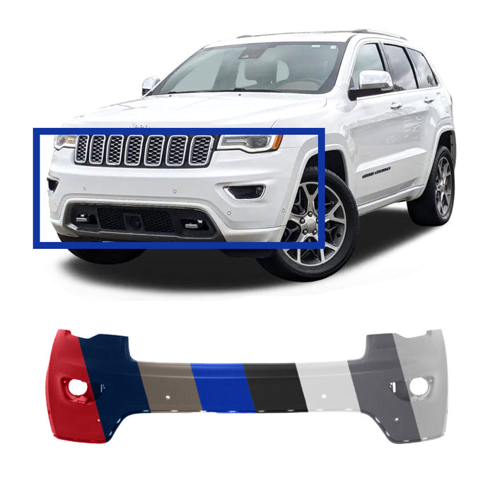 Jeep Grand Cherokee Laredo/Limited/Overland CAPA Certified Front Bumper Without Headlight Washer Holes & With Sensor Holes - CH1014127C