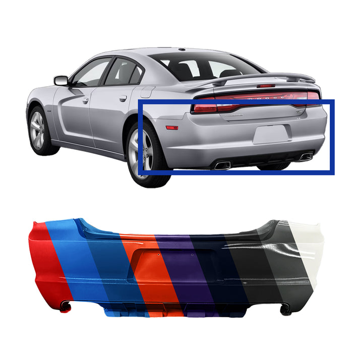 Dodge Charger Non-SRT8 CAPA Certified Rear Bumper Without Sensor Holes - CH1100962C