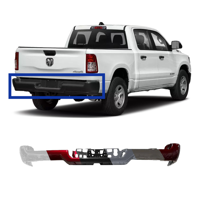 Dodge Ram 1500 CAPA Certified Rear Bumper Assembly Dual Exhaust With 6 Sensor Holes - CH1103141C