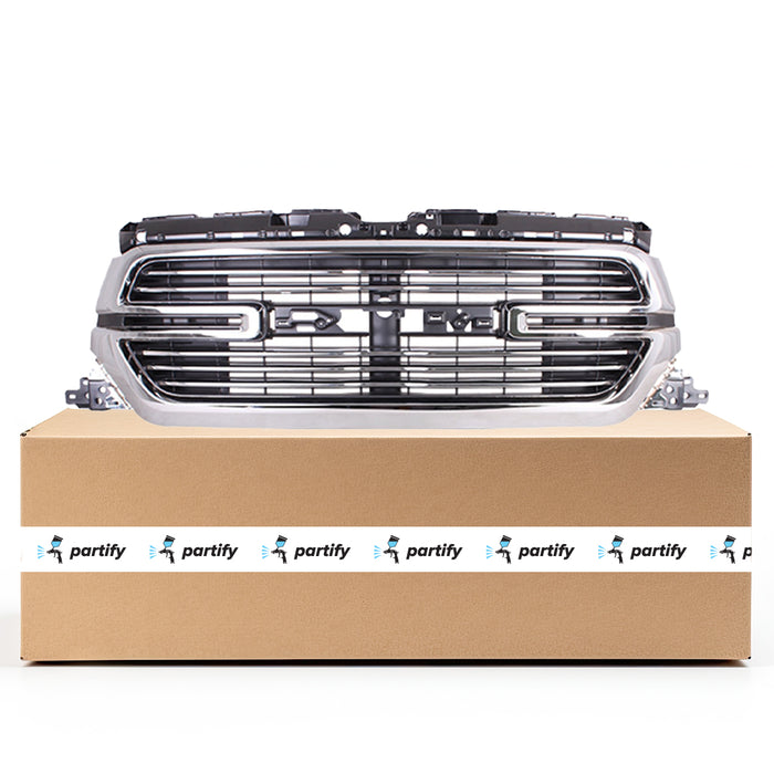 RAM Pickup RAM 1500 Grille Chrome Surround With Chrome Billets Without Camera Laramie Model - CH1200426