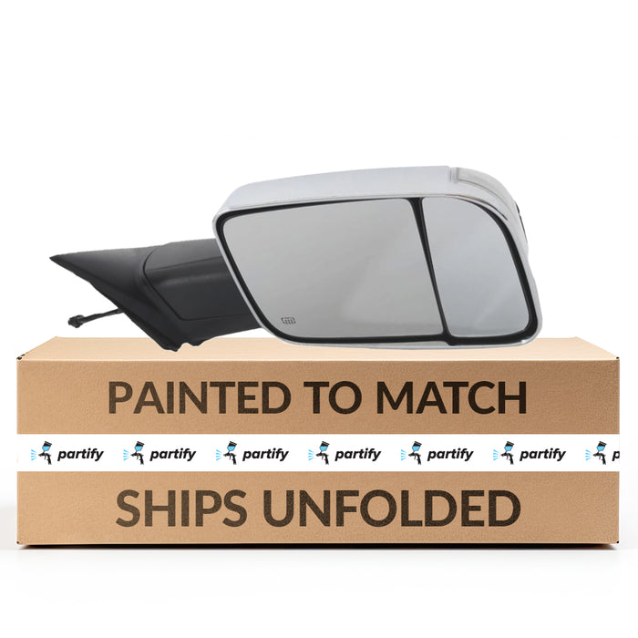 Ram 3500 Driver Side Door Mirror W/Towing Pkg W/O Side View Camera Pwr Folding Chrome Assembly - CH1320495