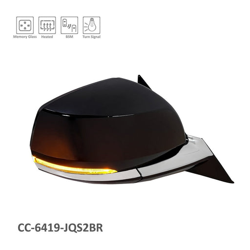 Jeep Grand Cherokee/Grand Cherokee L Passenger Side Door Mirror Manual Folding With Chrome Trim And Blind Spot Monitor with Signal/Memory - CH1321558