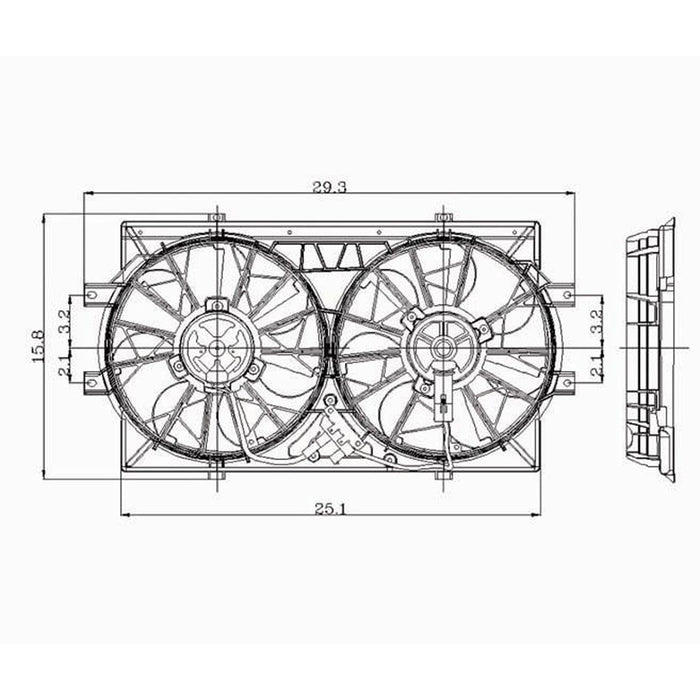 Chrysler Concorde/LHS/Dodge Intrepid/Eagle Vision Engine Cooling Fan Assembly Dual Fan Assembly - CH3115108