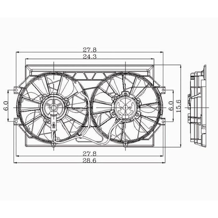 Chrysler Cirrus/Dodge Stratus Engine Cooling Fan Assembly Dual Fan Assembly Stamped 4595782 Or 4662598 2.5L V6 - CH3115112