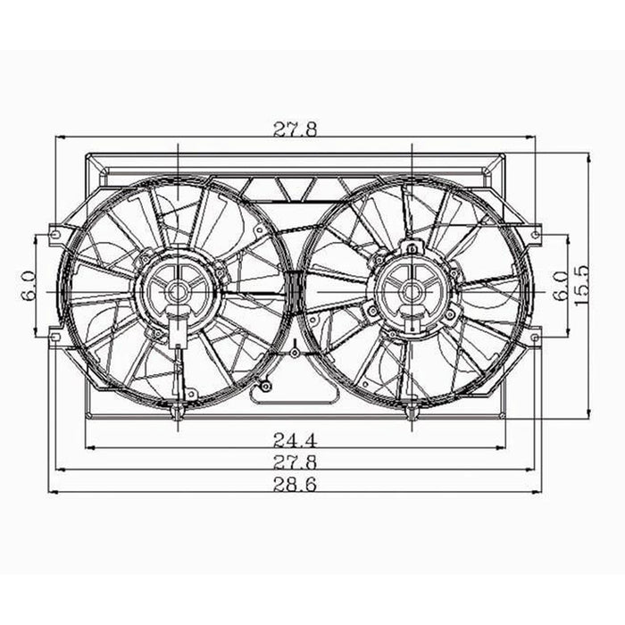 Chrysler Cirrus/Dodge Stratus/Plymouth Breeze Engine Cooling Fan Assembly Dual Fan Assembly 2.4L L4/2L L4 - CH3115113