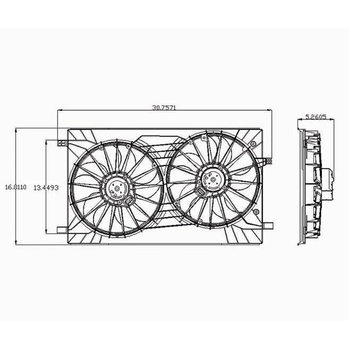 Chrysler Sebring/Dodge Avenger/Caliber R/T/SE/SXT/Jeep Compass/Patriot Engine Cooling Fan Assembly Fan Module 2.4L L4 Convertible - CH3115149