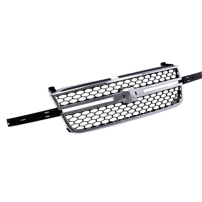 2003-2007 Chevrolet Pickup Chevy Silverado Grille Chrome Frame With Black Honeycomb With Dale Earnahart Center Bar Require Wing Inserts - GM1200589-Partify-Painted-Replacement-Body-Parts