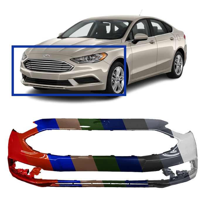 Ford Fusion Non Sport CAPA Certified Front Bumper Without Sensor Holes - FO1000718C