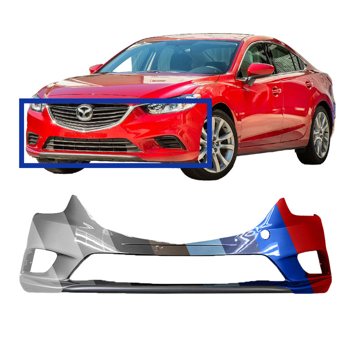 Mazda Mazda 6 CAPA Certified Front Bumper Without Park Assist Sensor Holes - MA1000238C