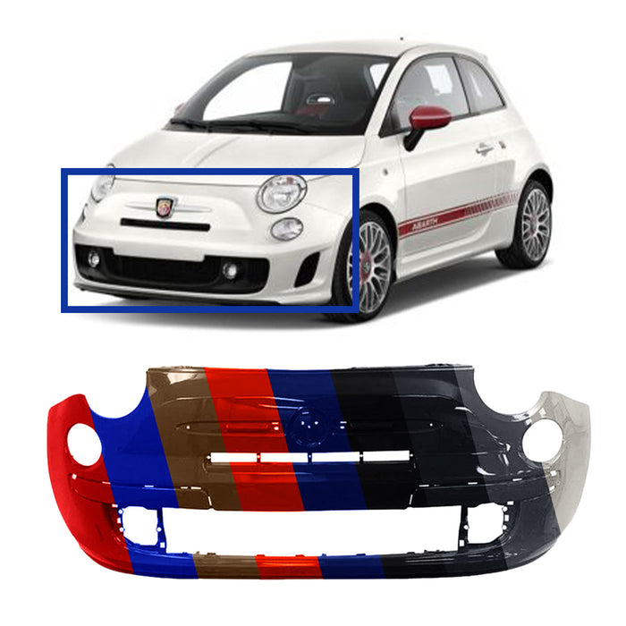 Fiat 500 Lounge, Non Sport Or X CAPA Certified Front Bumper With Holes For Chrome Moulding - FI1000103C