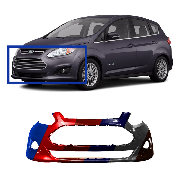 Ford C-Max CAPA Certified Front Bumper Without Sensor Holes - FO1000689C