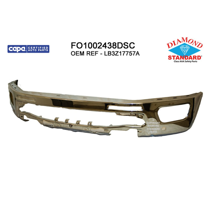 Ford Ranger Front Bumper Face Bar W/Park Distance Sensors Chrome - FO1002438
