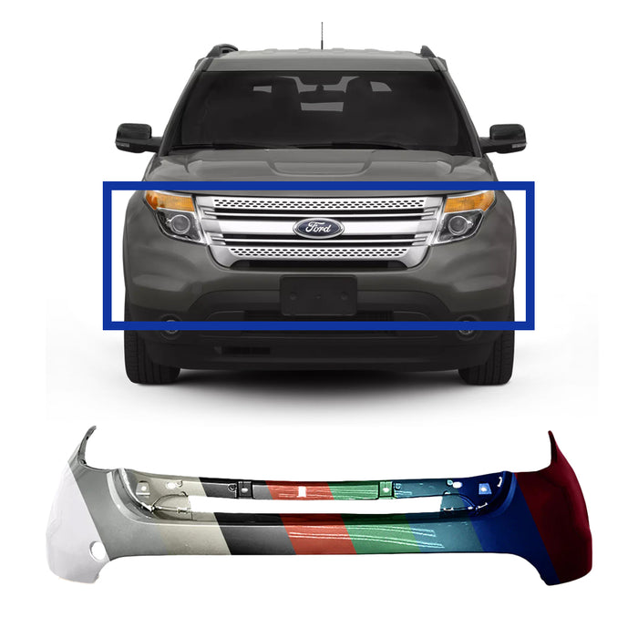 Ford Explorer CAPA Certified Front Upper Bumper Without Sensor Holes - FO1014109C