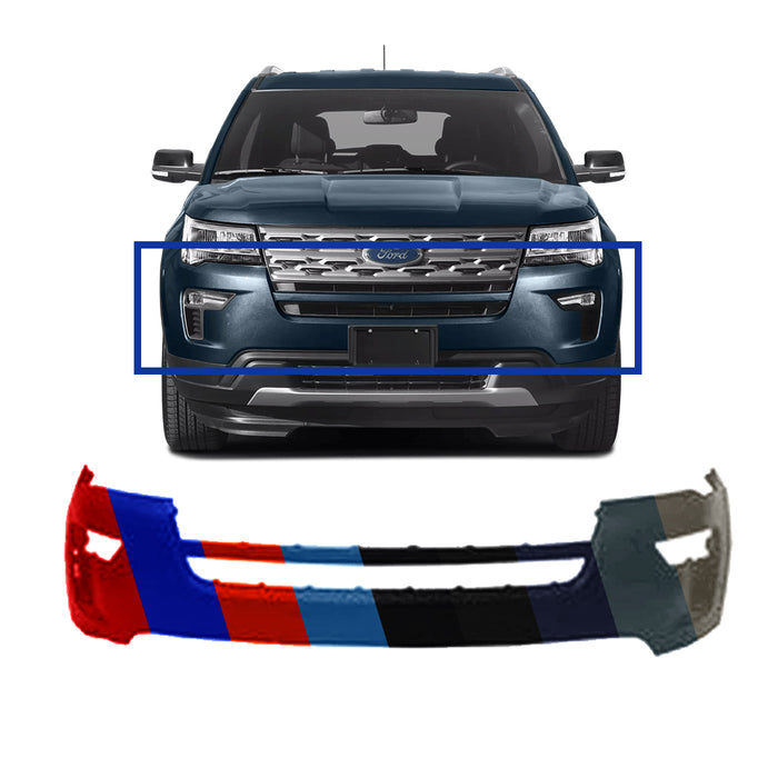 Ford Explorer CAPA Certified Front Bumper Without Sensors Holes and With Tow Hook Hole - FO1014130C