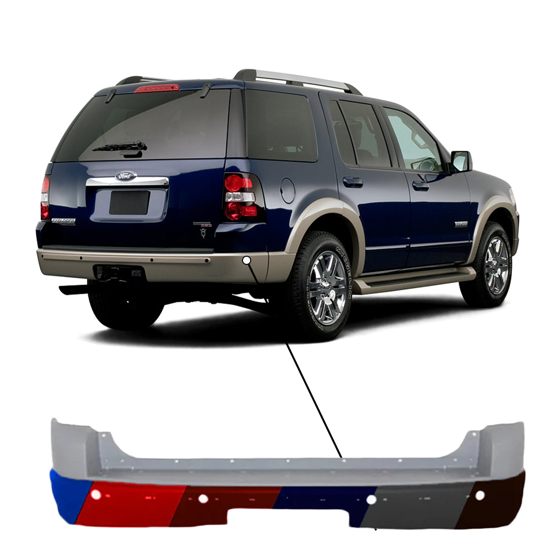 2006-2008 Ford Explorer Rear Bumper With Sensor Holes - FO1100594